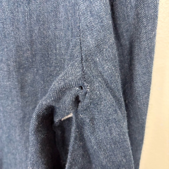 Zara ZRF Top Women's XS Blue Embroidered Chambray Baby Doll Bohemian Flawed - Picture 6 of 9